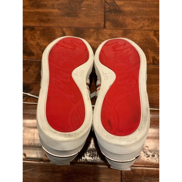 Christian Louboutin White Leather Vida Viva Lace-Up Sneakers, Sz 13 (US) 46 (IT) - Picture 9 of 10